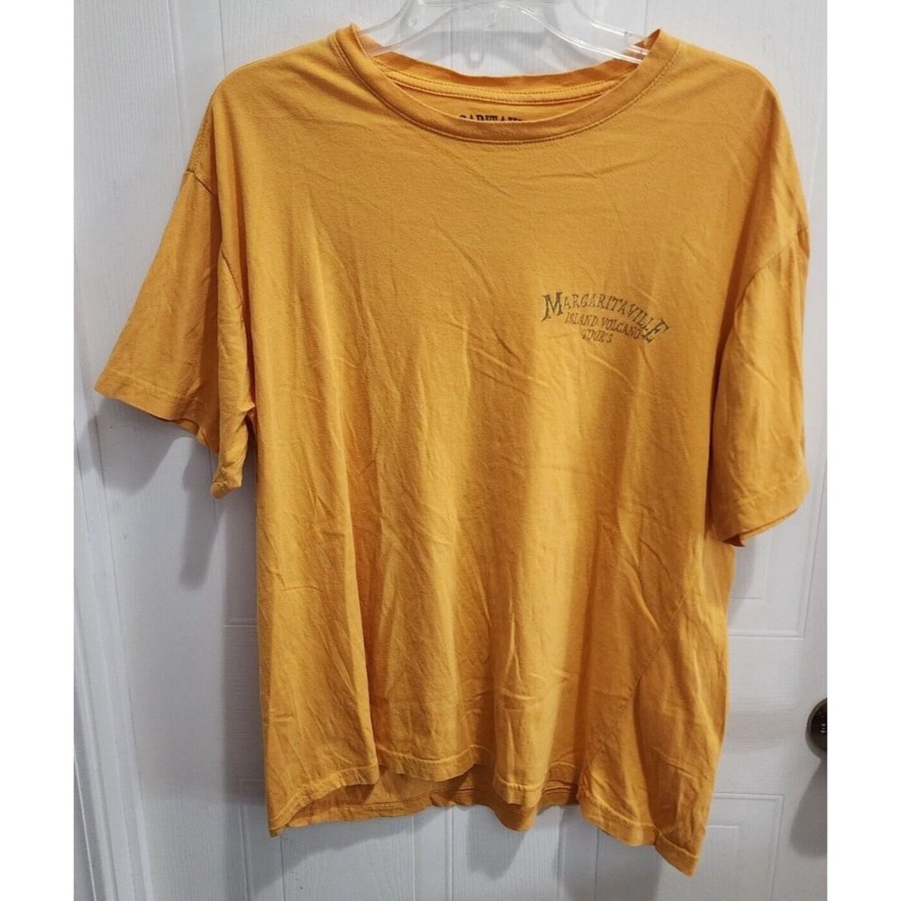 Margaritaville Island Volcano Tours Yellow T Shirt Size Large 100% Cotton
